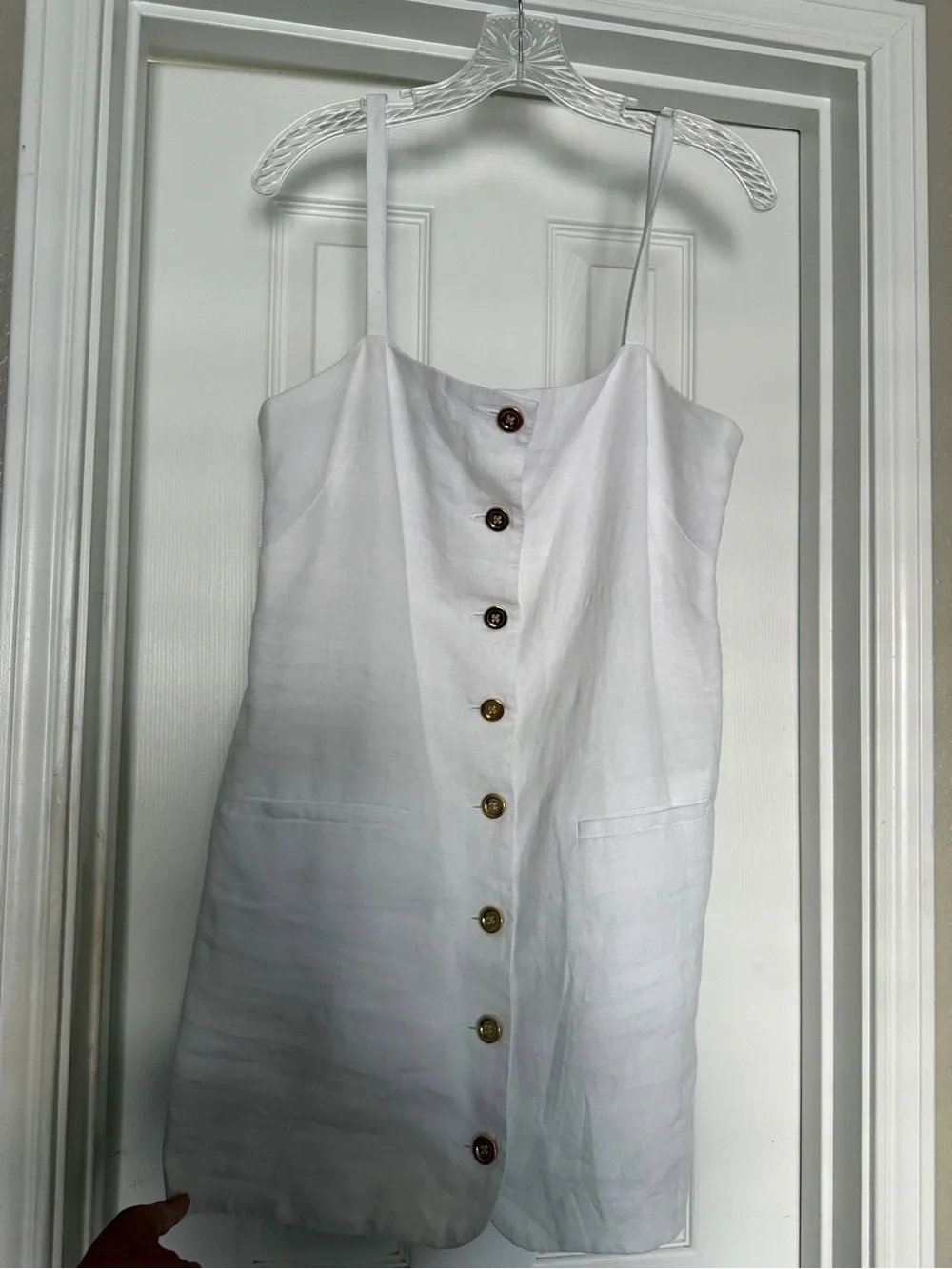J. Crew White Button-Front Mini Dress